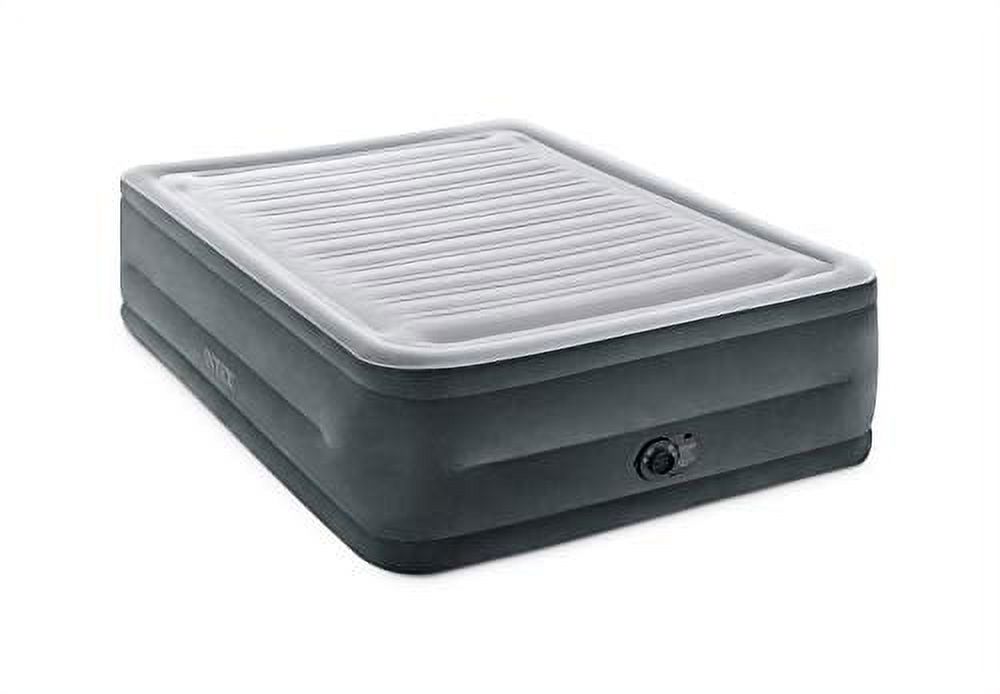 INTEX 64417ED Dura-Beam Deluxe Comfort-Plush High-Rise Air Mattress: Fiber-Tech – Queen Size – Built-in Electric Pump – 22in Bed Height – 600lb
