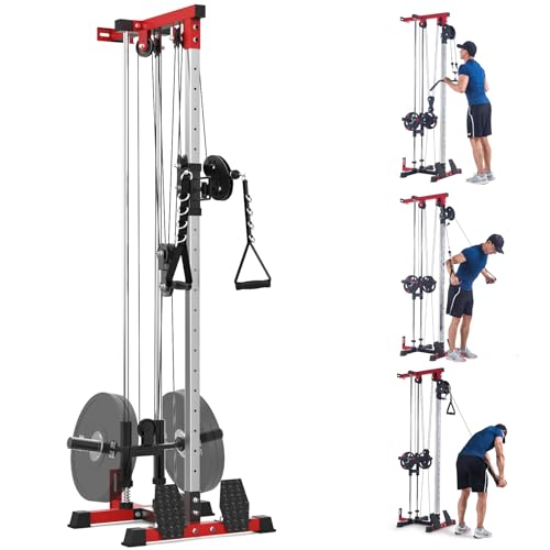 Wall Mount Cable Machine,LAT Power Cable Machine, LAT Pull Down and LAT Row LAT Tower,Cable Crossover Machine with 20 Positions
