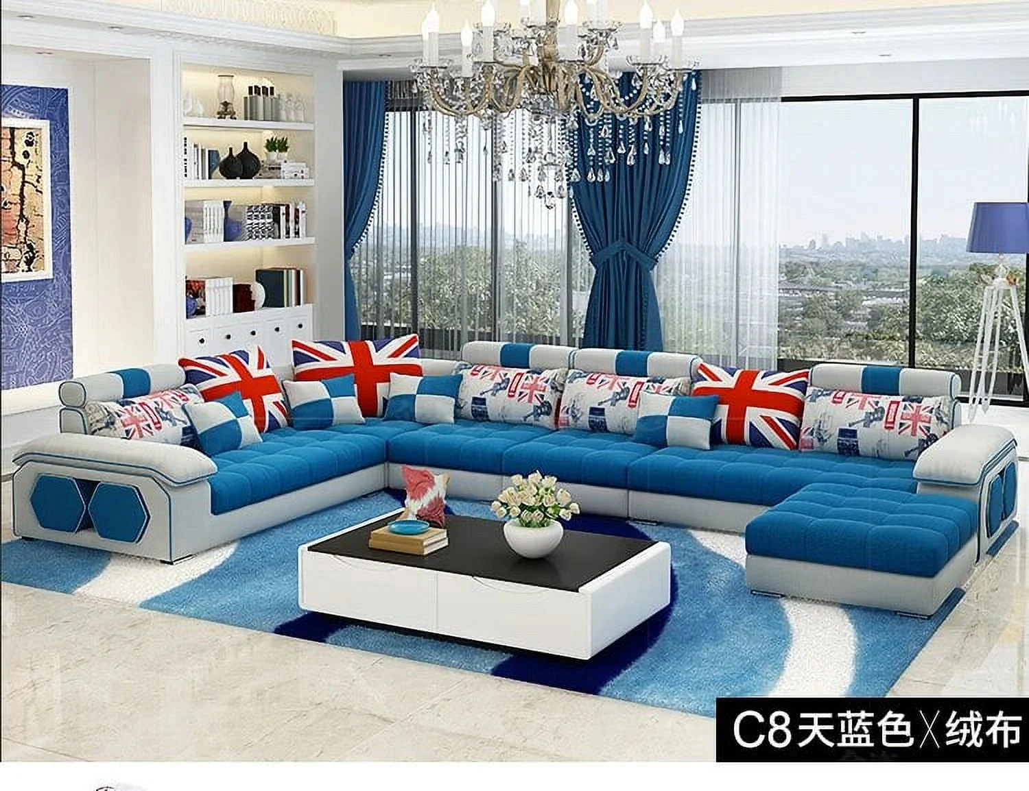 MANBAS Fabric Big Sofa Set Living Room Furniture Cloth Sofa Modernos Para Sala Sectional Sofa U Shape Corner Couch Grandes Salon