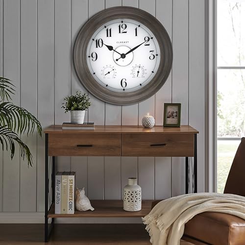 Illuminated Outdoor Indoor Metal Clocks Waterproof 24 inch, Oil Rubbed Bronze Black