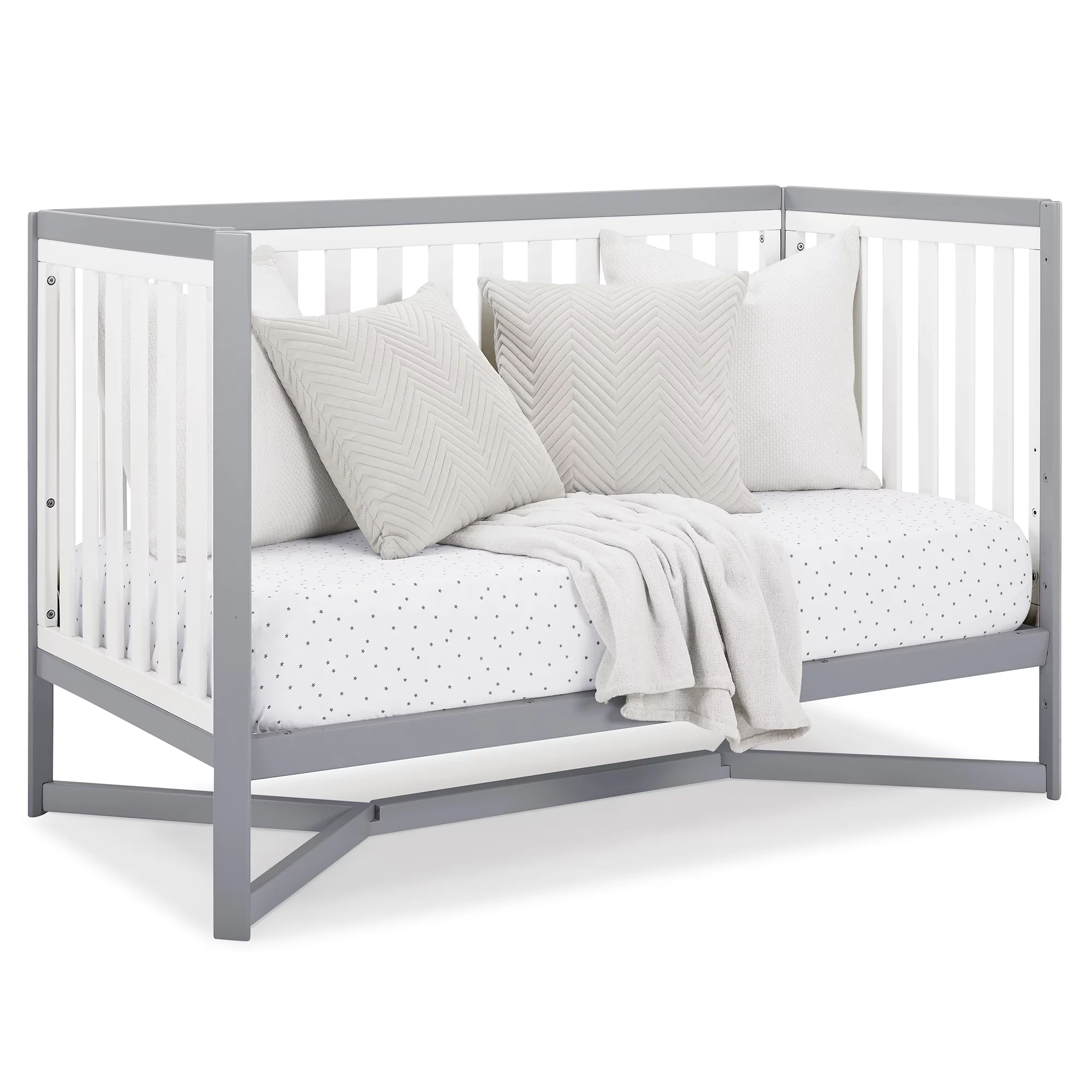Delta Children Tribeca 4-in-1 Convertible Crib, Greenguard Gold Certified, White/Gray
