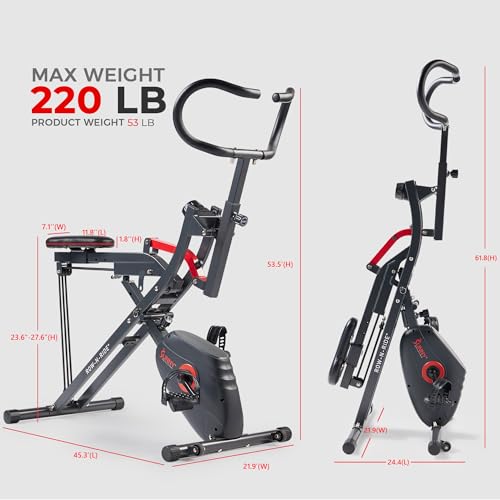 Sunny Health & Fitness Row-N-Ride PRO, Full Body Combo Squat Machine w/Optional Resistance Band, Easy Setup Ab Workout Exercise Equipment for Home