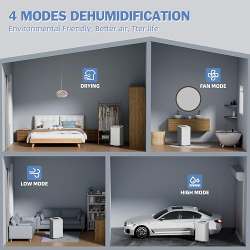 AIRPLUS 4,500 Sq.Ft 70 Pint Dehumidifier for Basements and Home-with Drain Hose,Efficient,Energy-with Dual Protection and 4 Smart Modes,24H Timer