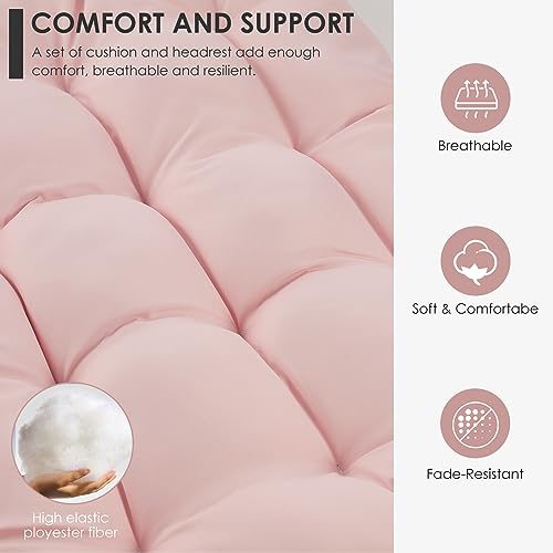 Brafab Hanging Egg Chair with Stand and Footrest, Wicker Egg Swing Chair Indoor Outdoor Aluminum-Steel Frame and UV Resistant Cushion