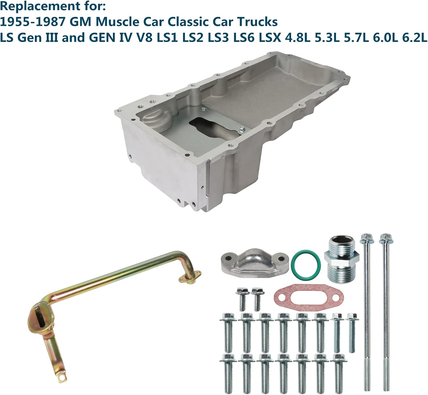 labwork 302-1 Aluminum Oil Pan Kit Replacement for 1955-1987 GM Muscle Classi Car Truck 4.8L 5.3L 6.0L 6.2L