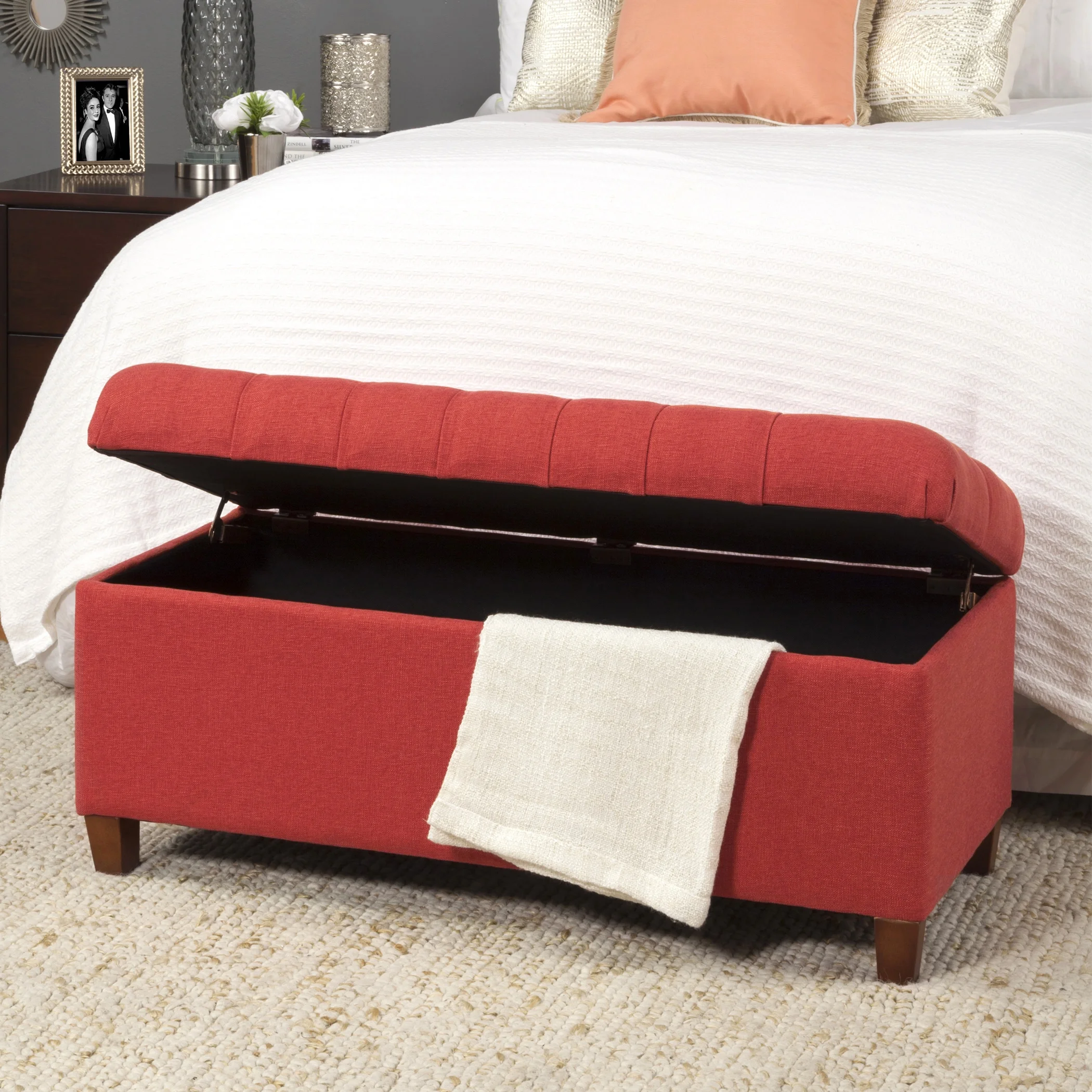 HomePop Ainsley Button Tufted Storage Bench, Multiple Colors