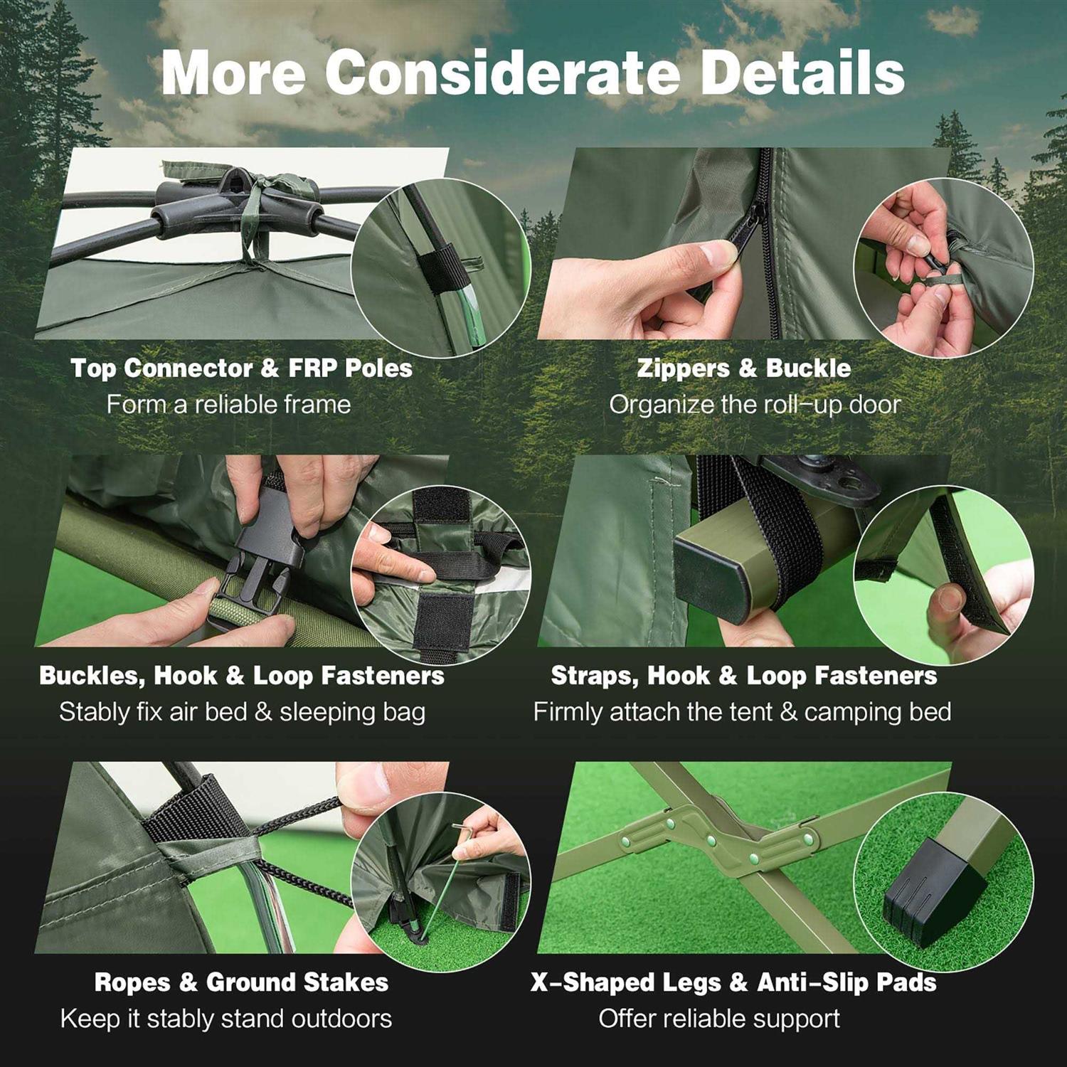 Costway 2-Person Foldable Outdoor Camping Tent Cot with Air Mattress &amp; Sleeping Bag - Sports Supplies Online Store