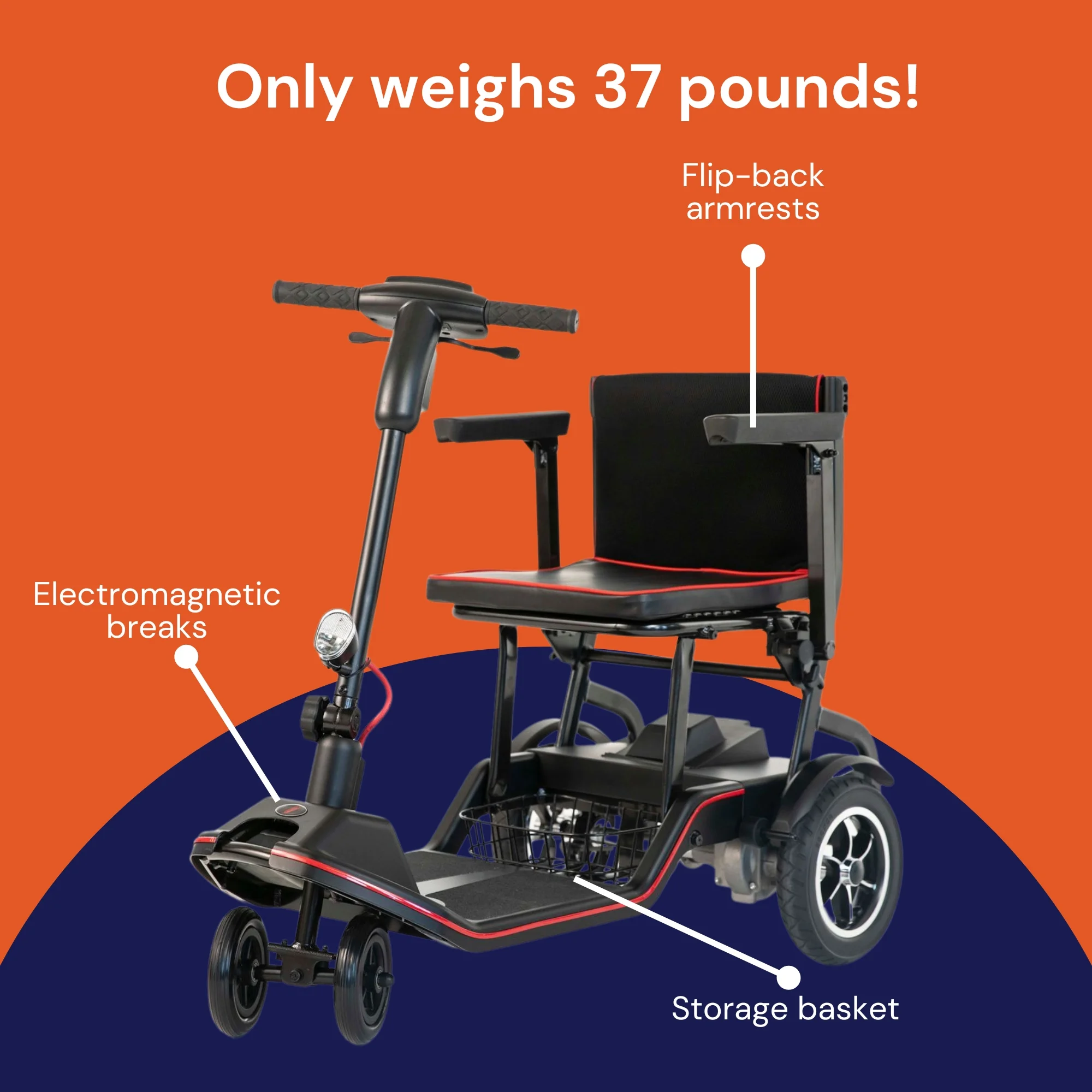 Feather Mobility Electric Wheelchair Scooter - Foldable, Travel Mobility Scooter, 37 lbs, 1 Ct