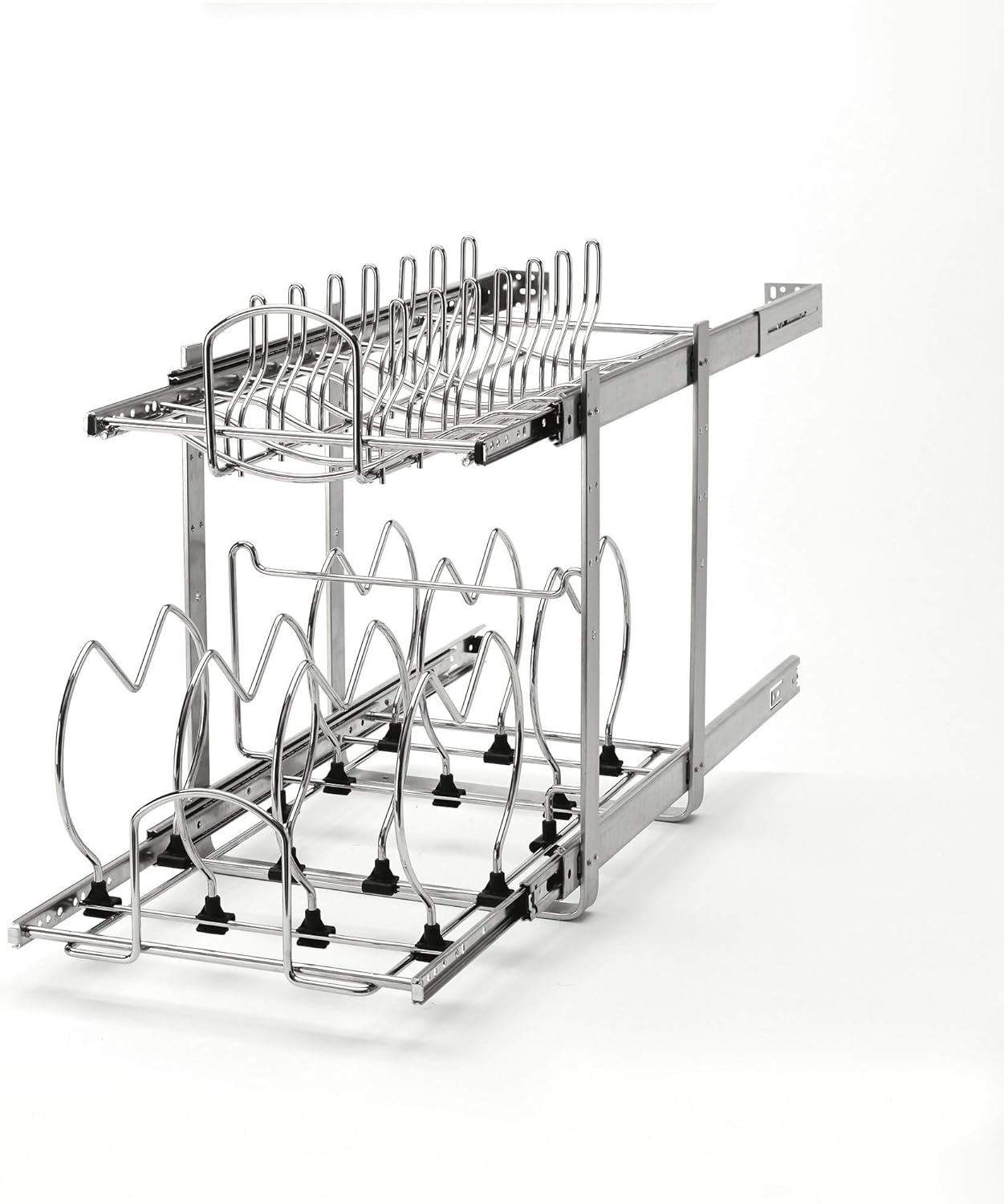 Rev-A-Shelf 5CW2-2122-CR 21-Inch 2-Tier Wire Pull Out Kitchen Cabinet Organizer for Pots, Pans, and Lid Cookware, Chrome