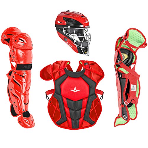 All-Star Catcher’s Gear Kit – Includes Helmet, Chest Protector & Leg Guards – Lightweight, Durable Baseball Protective Set, Meets NOCSAE