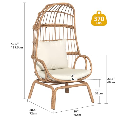DWVO Egg Chair with Ottoman Outdoor, 370lbs Capacity Wicker Patio Glider Basket Chair with Footrest