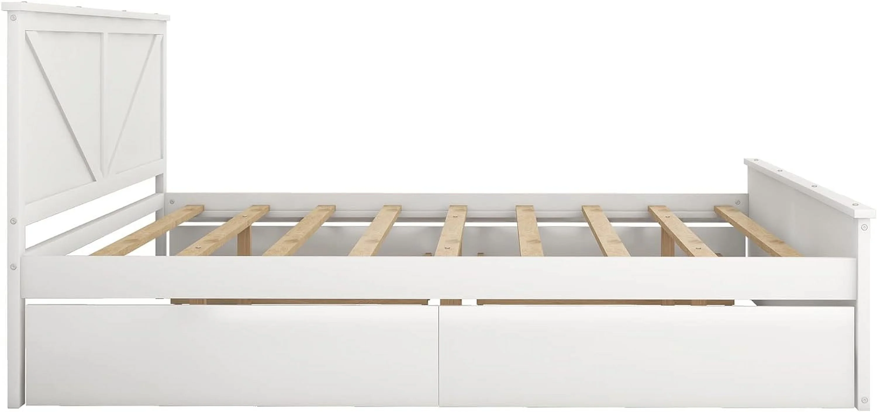 Kig Size Platform Bed, Woode Platform Bed Frame With 4 Storage Drawers Ad Support Legs, o Box Sprig eeded, White