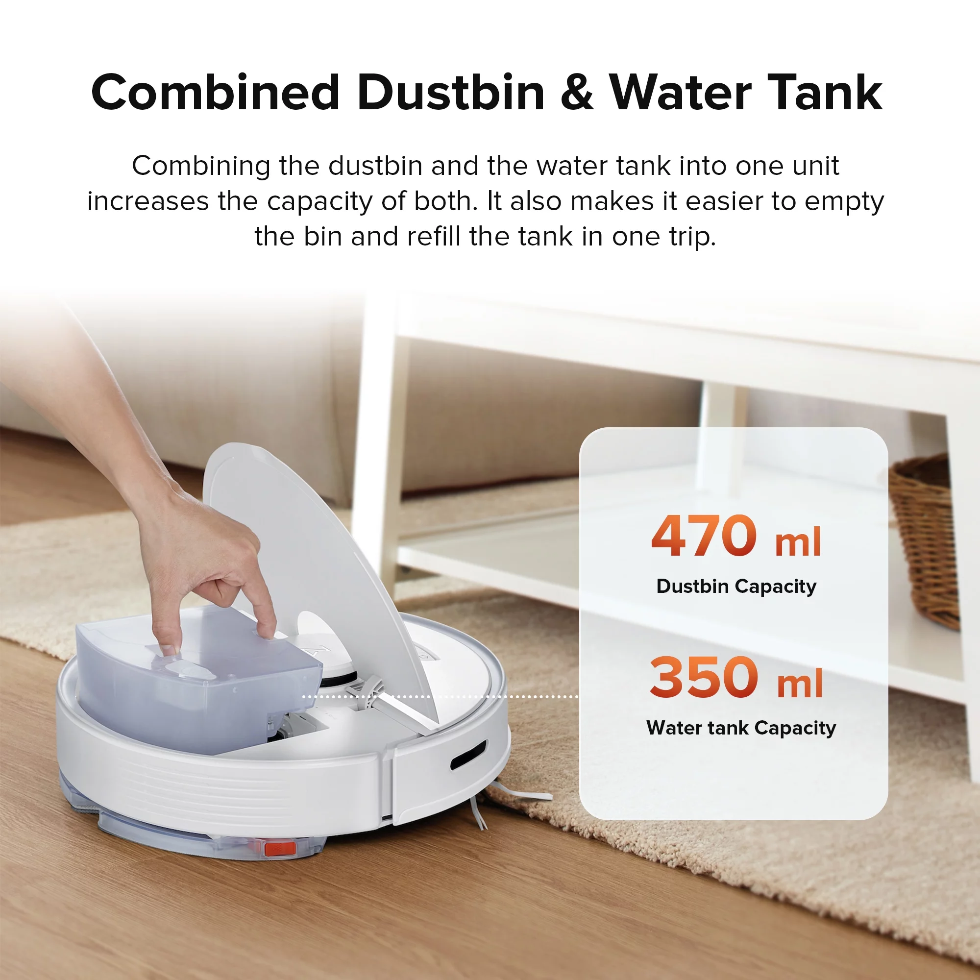 Roborock® Q7 Max+ Robot Vacuum Cleaner with Auto-Empty Dock Pure, 4200Pa Suction, No-Mop&No-Go Zones（White）