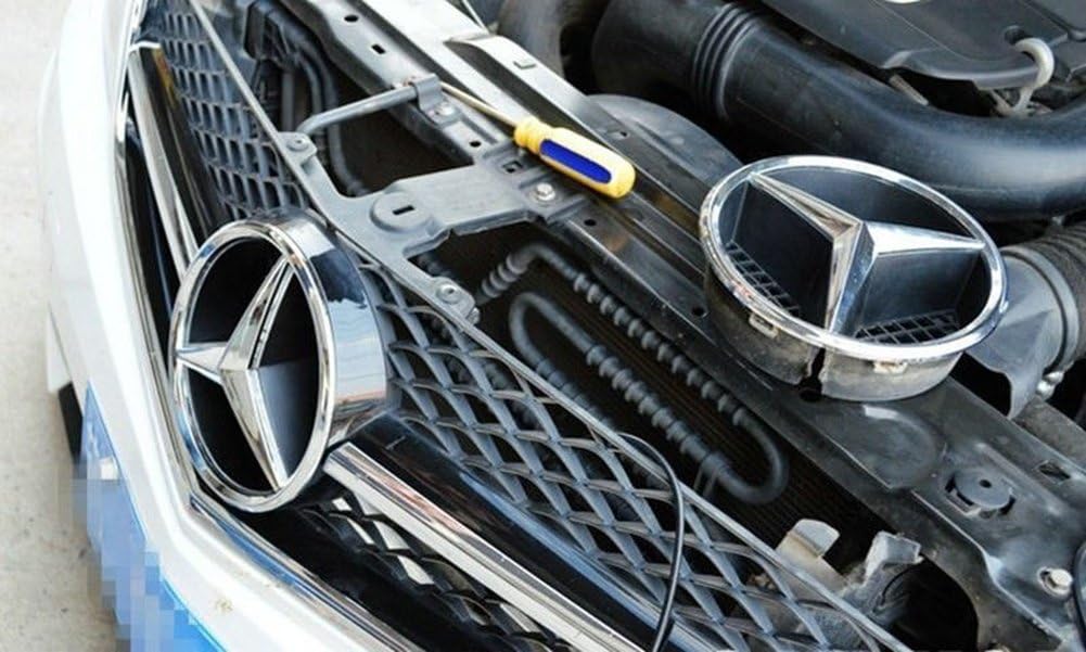 Car Front Grille Star Emblem LED Logo Works with Mercedes Benz 2006-2013 Illuminated LED Badge Light White Pack of 2