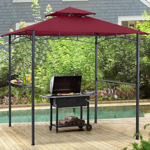ABCCANOPY 8x5 Grill Gazebo - Outdoor BBQ Canopy Shelter with Led Light for Patio Backyard Grilling (Dark Gray)