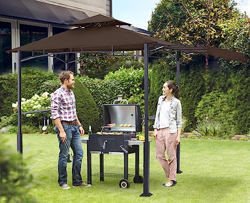 ABCCANOPY 8x5 Grill Gazebo - Outdoor BBQ Canopy Shelter with Led Light for Patio Backyard Grilling (Dark Gray)