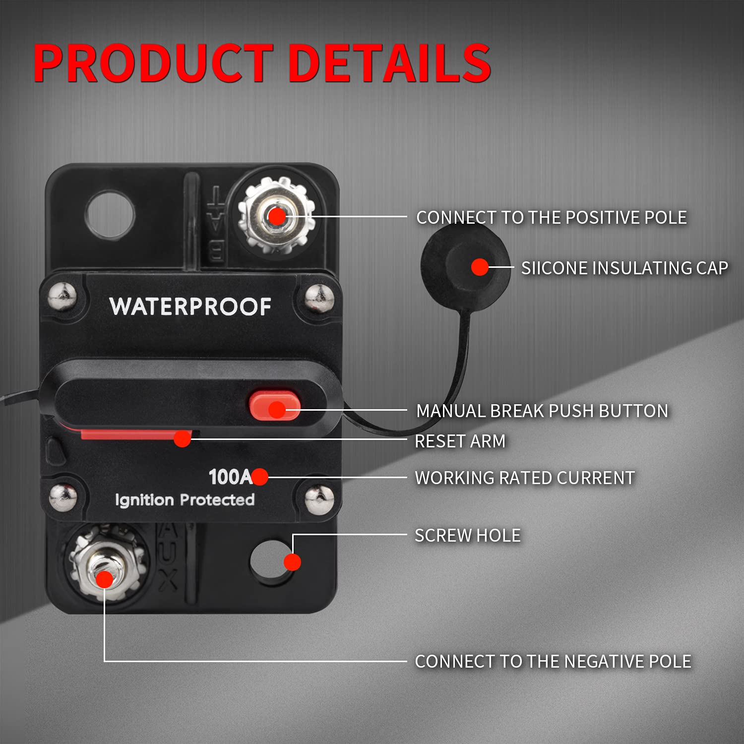 DaierTek 100 Amp Circuit Breaker 12V - 48V
