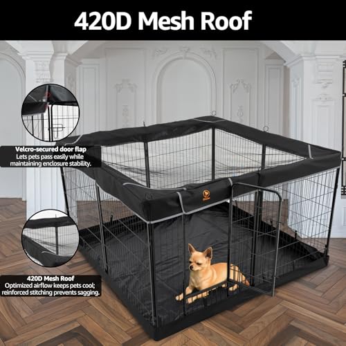 PJYuCien Dog Playpen Plus Storage Bag, 32" H 8 Panels Puppy Pen with Square Bottom, Heavy Duty Dog Fence for Puppies/Small Dogs