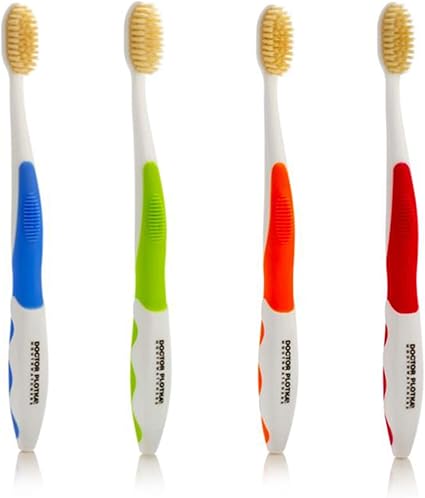 Soft Bristle Flossing Toothbrush Manual Soft Toothbrush for Adults, Ultra Clean Toothbrush, Good for Sensitive Teeth and Gums, Variety 4 Pack