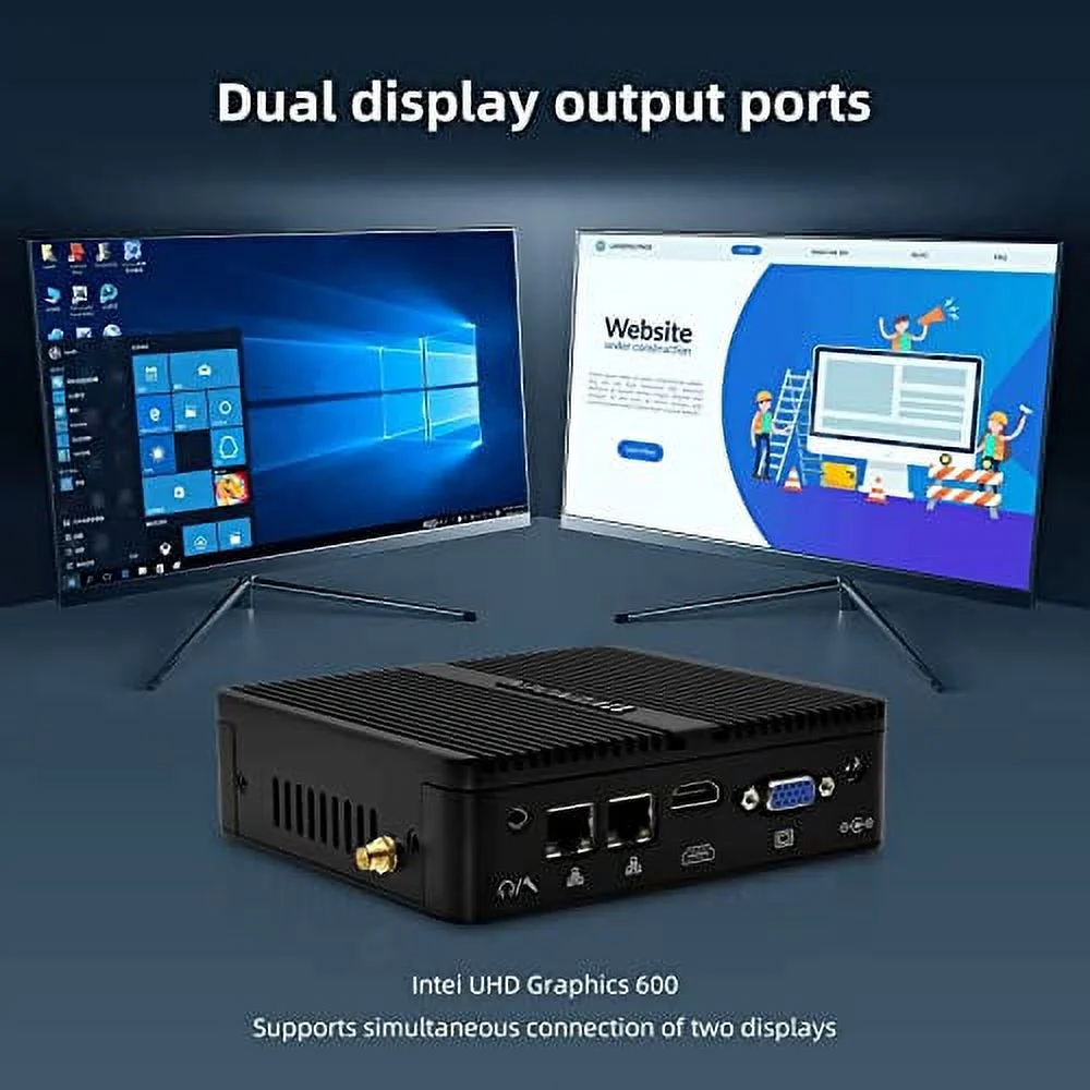 Mini PC Celeron J4125 Windows 11 pro, 32GB DDR4 RAM 512GB SSD, HD-MI, VGA, 4K Output, 2xRS232 COM, Dual Gigabit LAN, USB3.0, Dual Band WiFi, BT