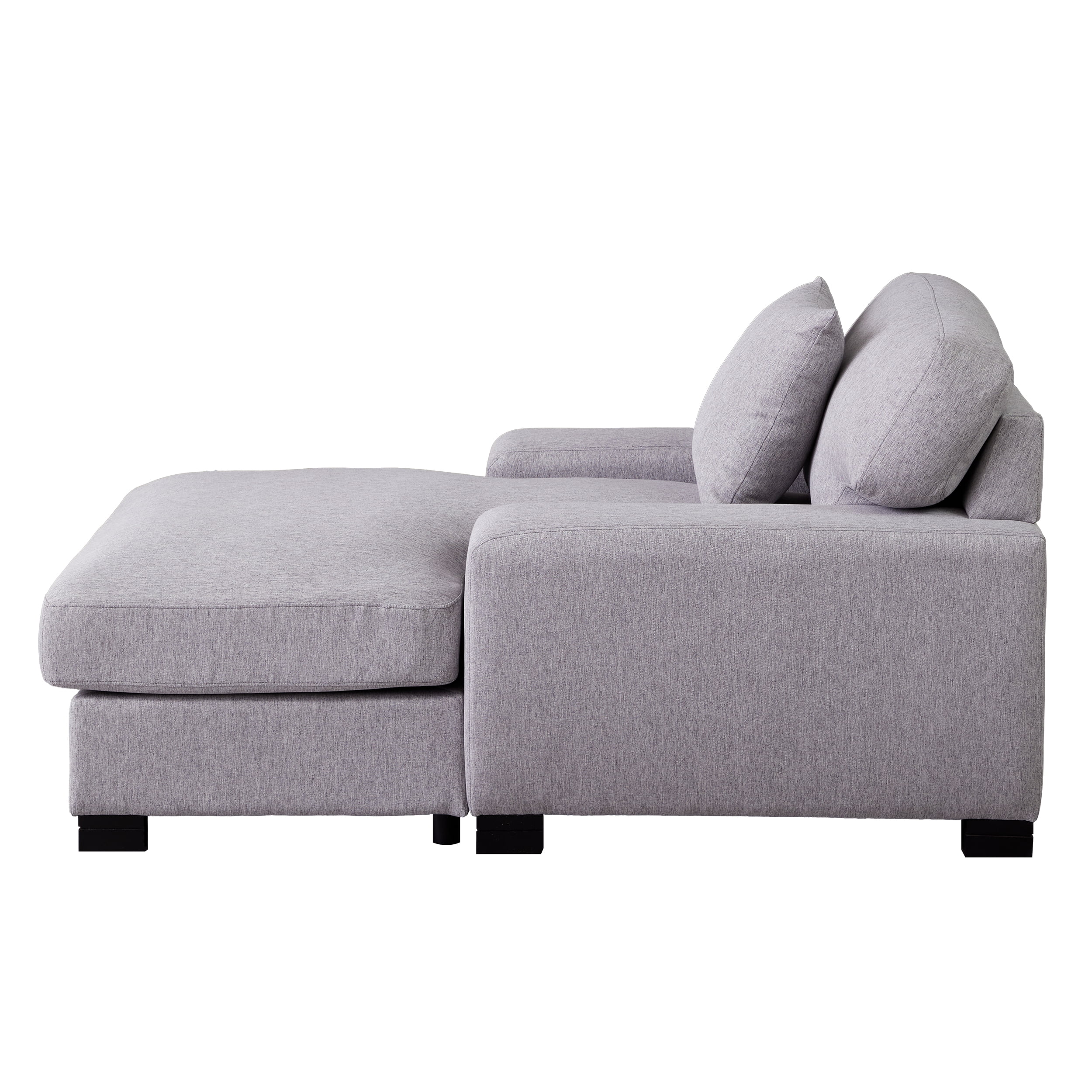 EUROCO 37.4"W Modern Mid-Century Indoor Oversized Chaise Lounger Comfort Sleeper Sofa with Pillow and Soild Wood Legs, Velvet,Gray