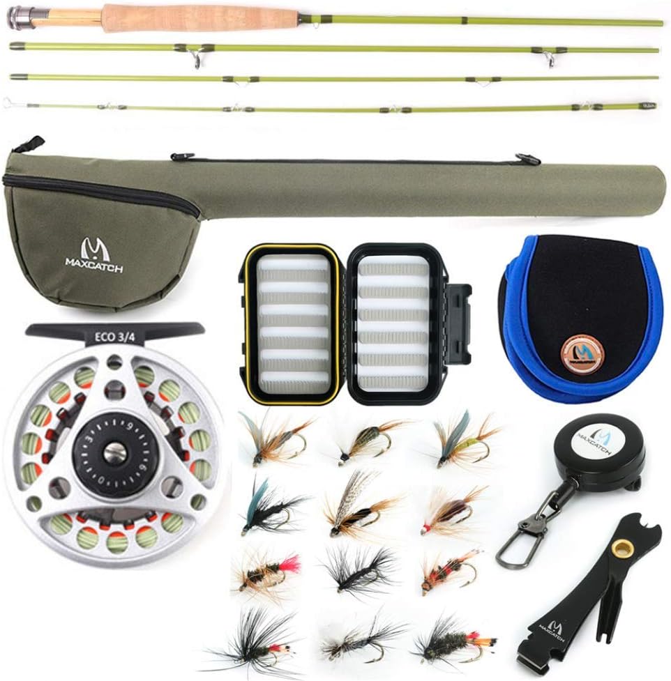 M MAXIMUMCATCH Maxcatch Ultra-Lite Fly Rod for Stream River Panfish/Trout Fishing 1/2/3 Weight and Combo Set Available Pack of 2