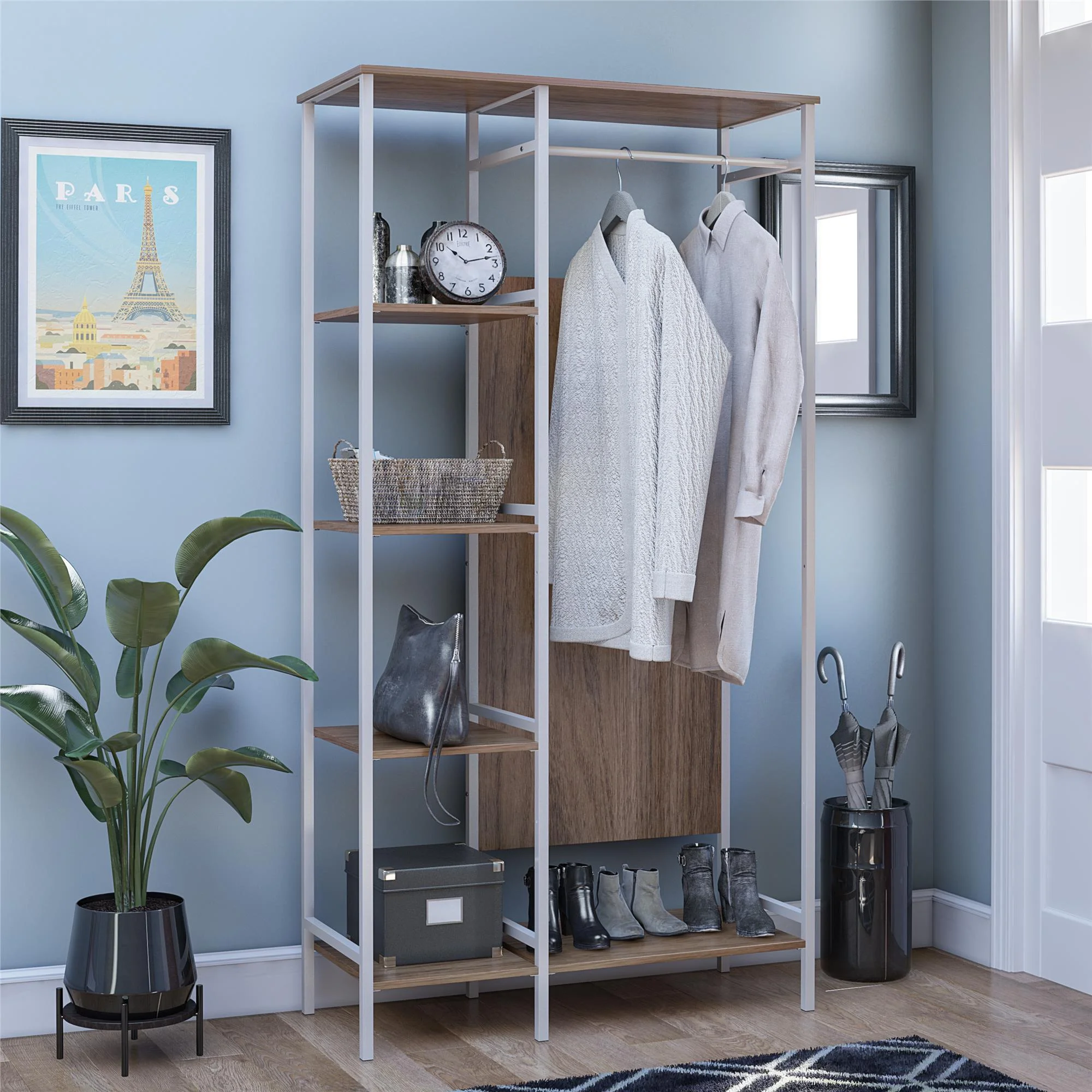RealRooms Bexley Open Wardrobe, Walnut