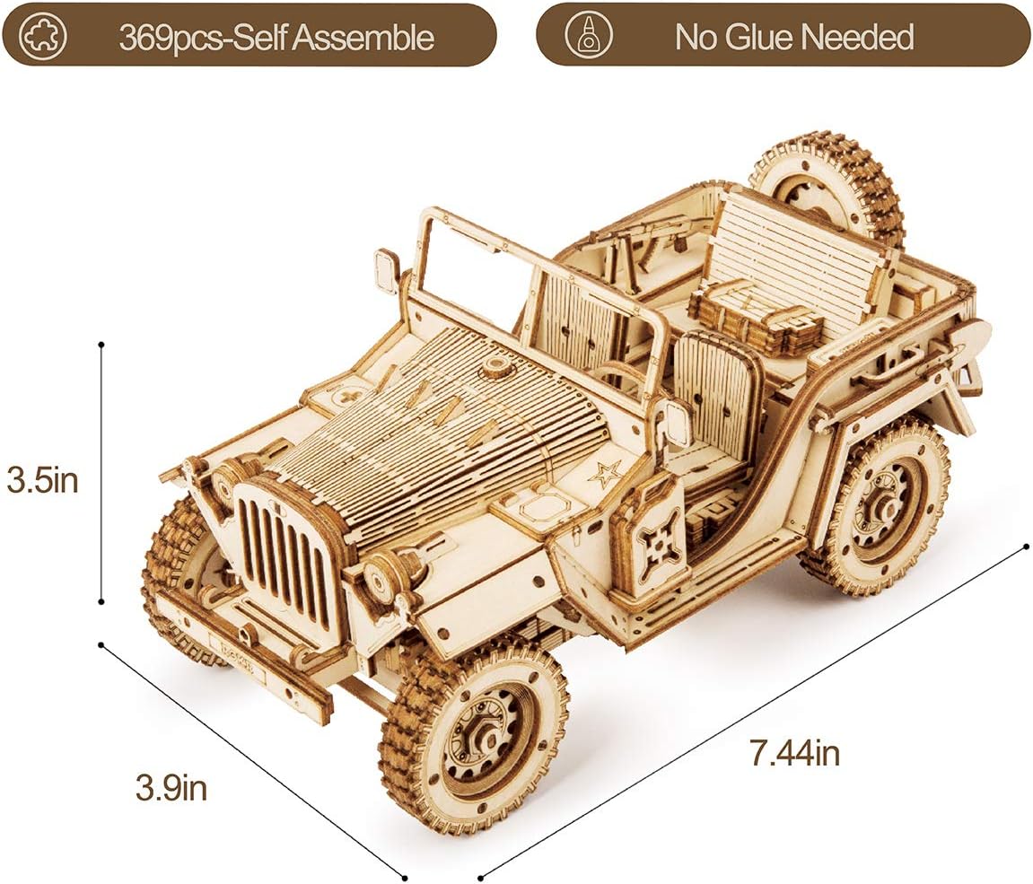 ROKR 3D Wooden Puzzle for Adults-Mechanical Car Model Kits-Brain Teaser Puzzles-Vehicle Building Kits-Unique Gift for Kids on Birthday/Christmas