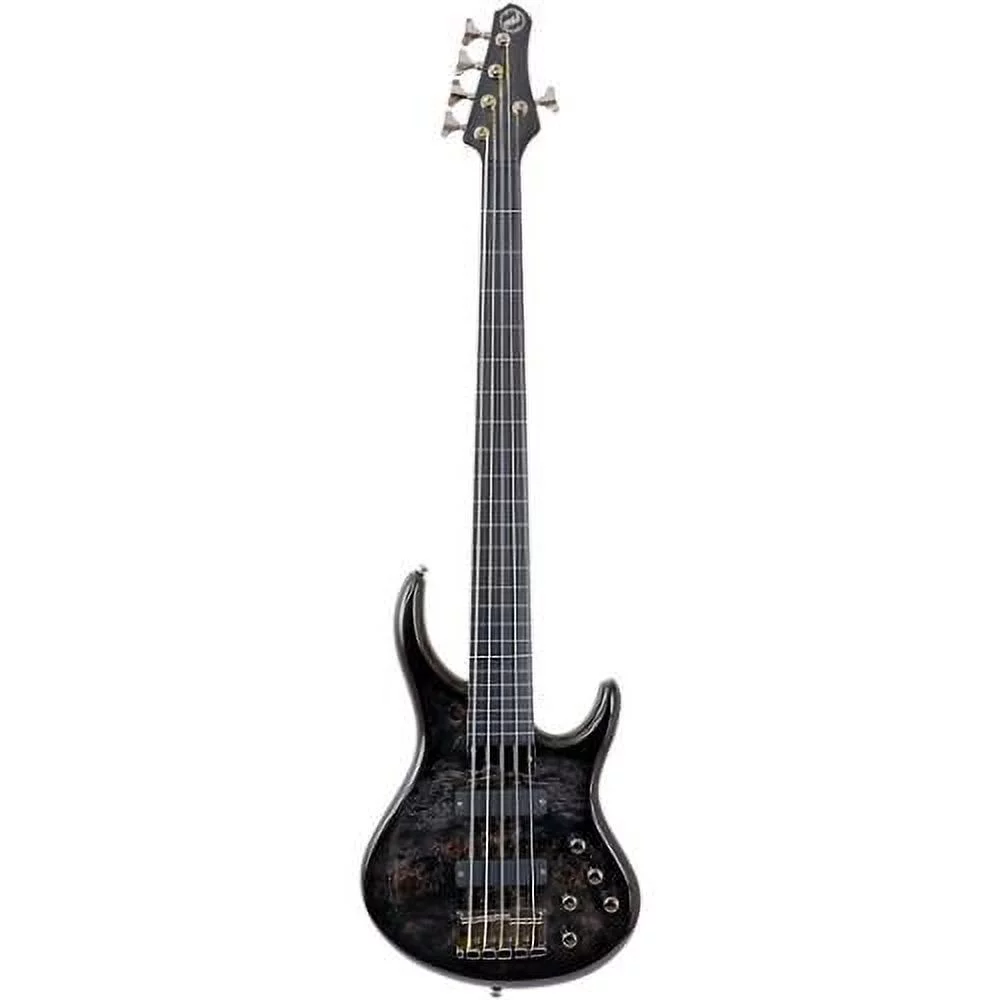 MTD Kingston ZX 5-String Fretless Electric Bass Guitar Transparent Black Ebonol Fretboard - Curated Treasures Market