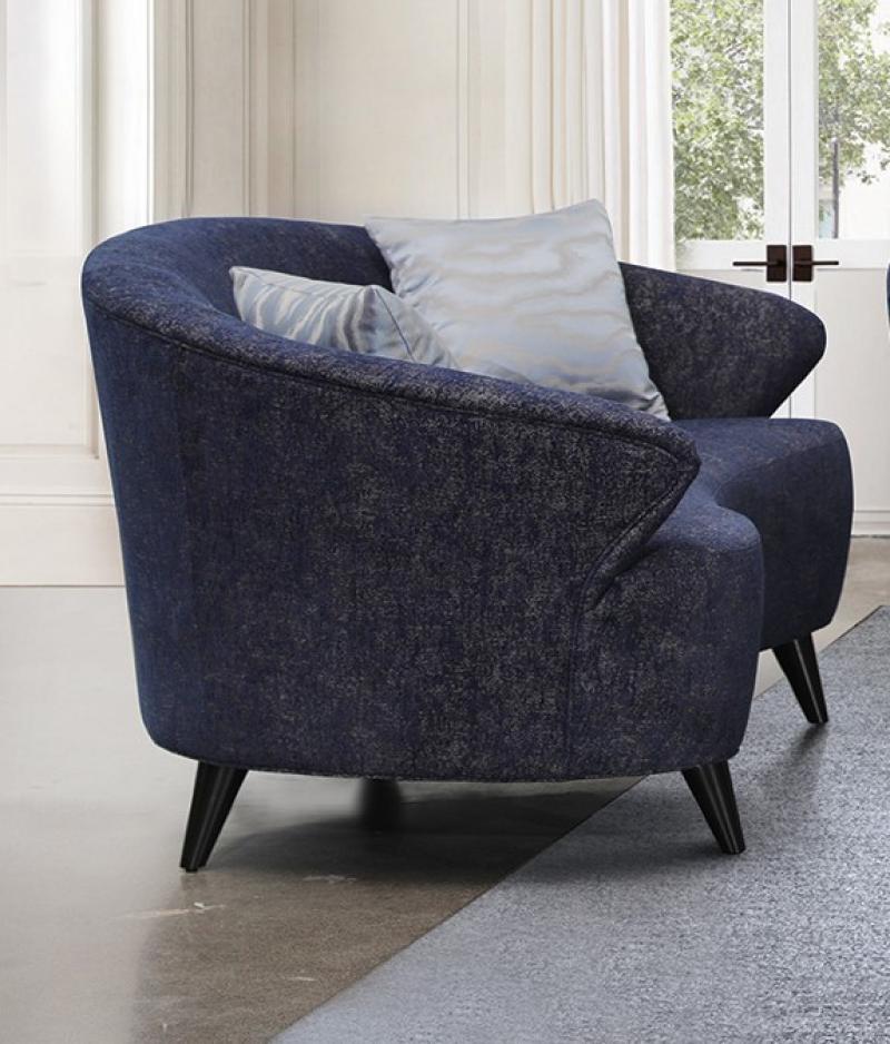 Modern Dark Blue Linen Sofa & Loveseat Set 2 Pcs American Eagle AE3806