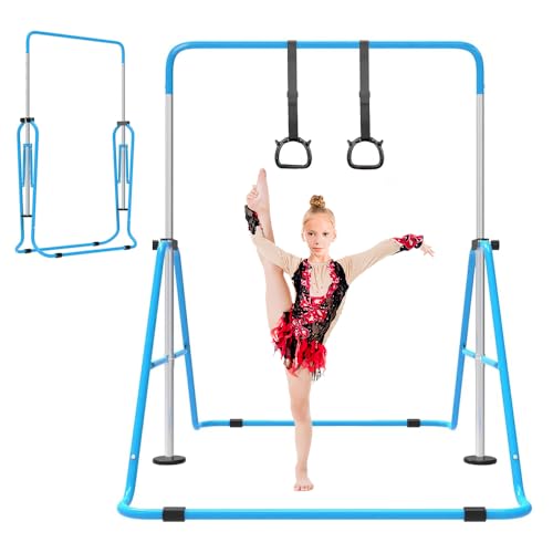 Expandable Gymnastics Bar for Kids, Adjustable Height Junior Training Kip Bar, Folding Gymnastic Horizontal Bars Monkey Bar