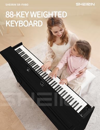 Digital Piano Hammer Action Keyboard 88 Keys Upright Acoustic Electric Weighted Piano Beginner MIDI Cover Full Size Sustain Pedal Stand Real