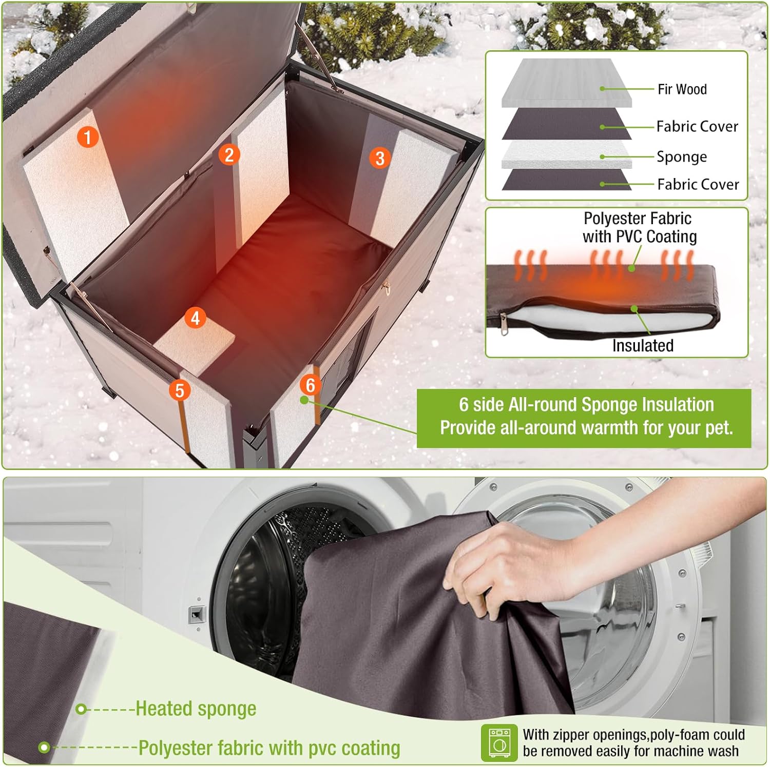 Insulation Dog House Outdoor Dog Kennle with Liner for Winter,Waterproof