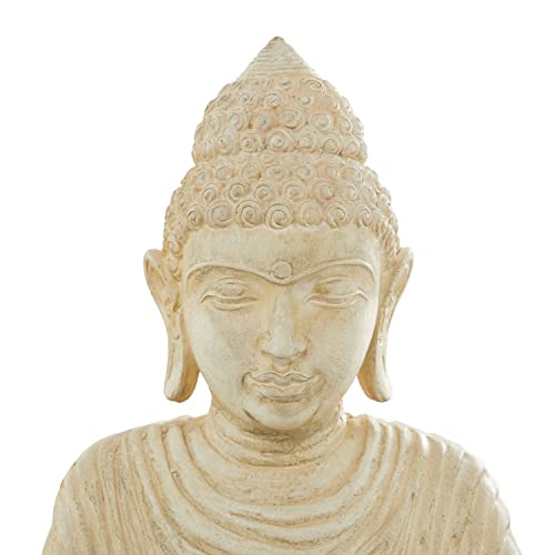 Deco 79 Magnesium Oxide Buddha Decorative Garden Sculpture Indoor Outdoor Meditating Garden Statue, Outdoor Sculpture 19" x 15" x 36", Silver