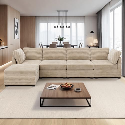 ovios 130.7" Modular Sectional Sofa Couch, U-Shaped Cloud Couches with 2 Ottomans Chaise