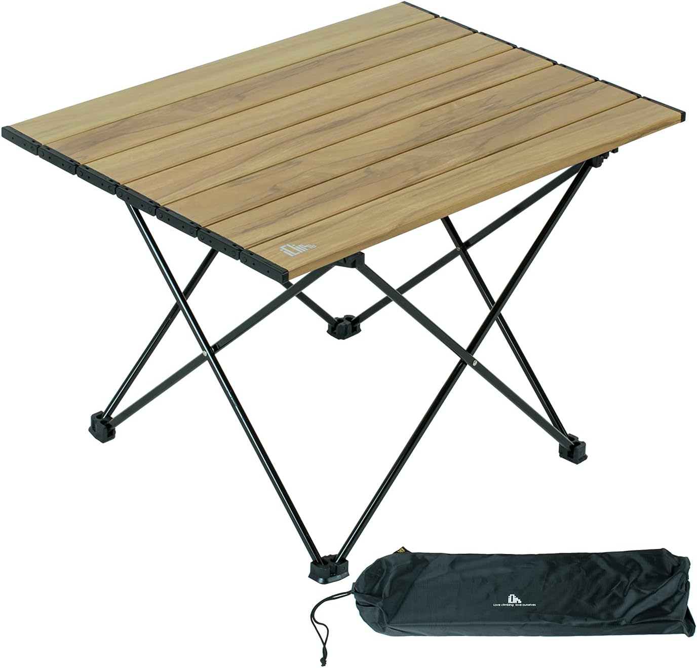 iClimb Ultralight Compact Camping Alu. Folding Table with Carry Bag, Two Size (Black - S)