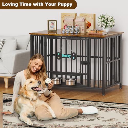 Easycom 41" Dog Crate Furniture Foldable, No Assembly Decorative Dog Kennel Indoor, Dog Crates for Large Dogs
