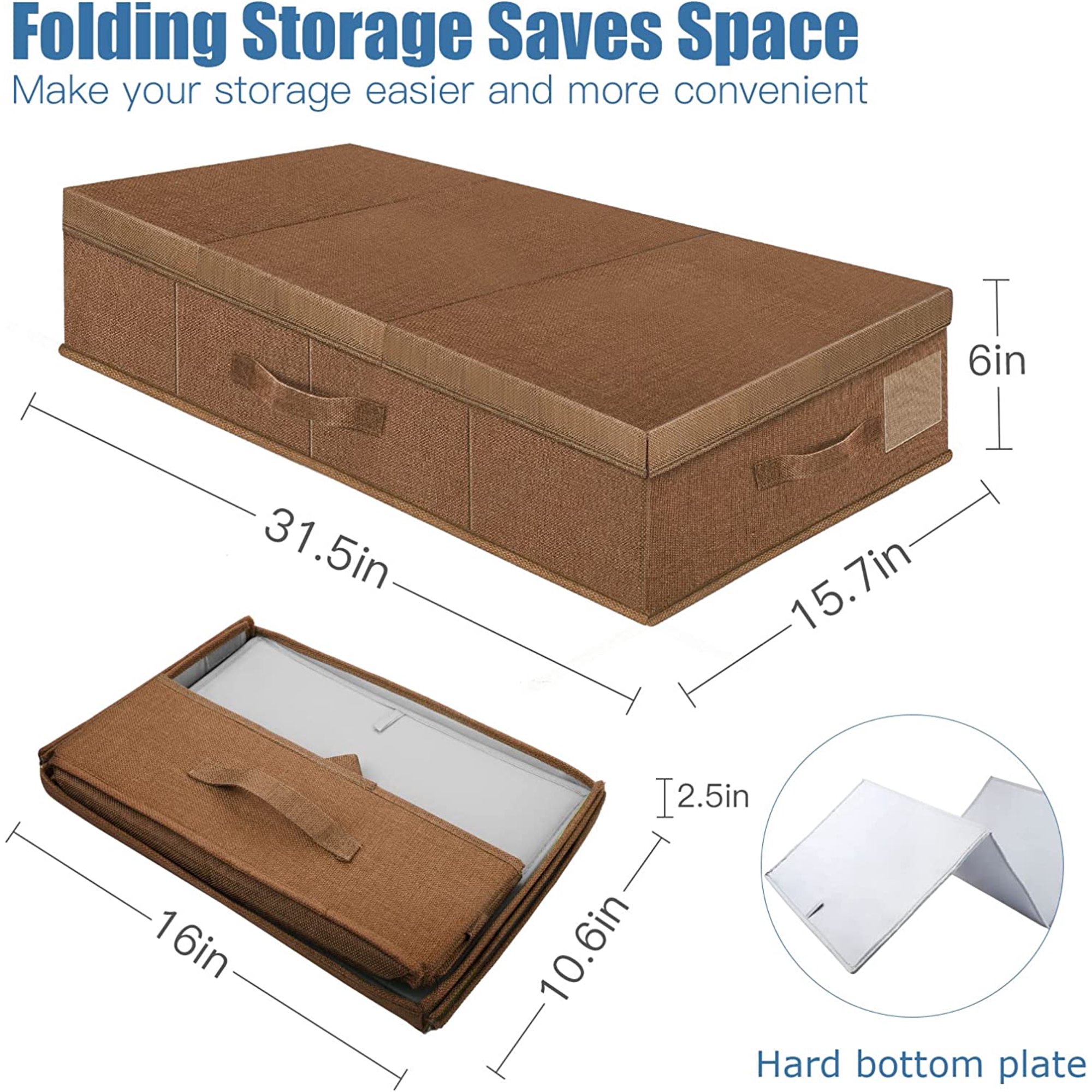 dxynlzq HCOCM   Underbed Storage Containers Bin with Lids (2pcs) Large Under Bed Storage Organizer Box with Handle  Foldable Under the Storage Bags