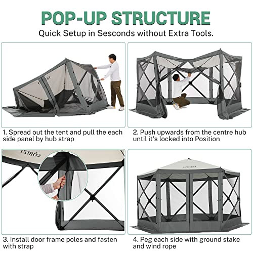 COBIZI 12x12ft Pop up Gazebo Screen Tent Screen House for Camping, Camping Outdoor Screened Gazebo, Canopy Tent