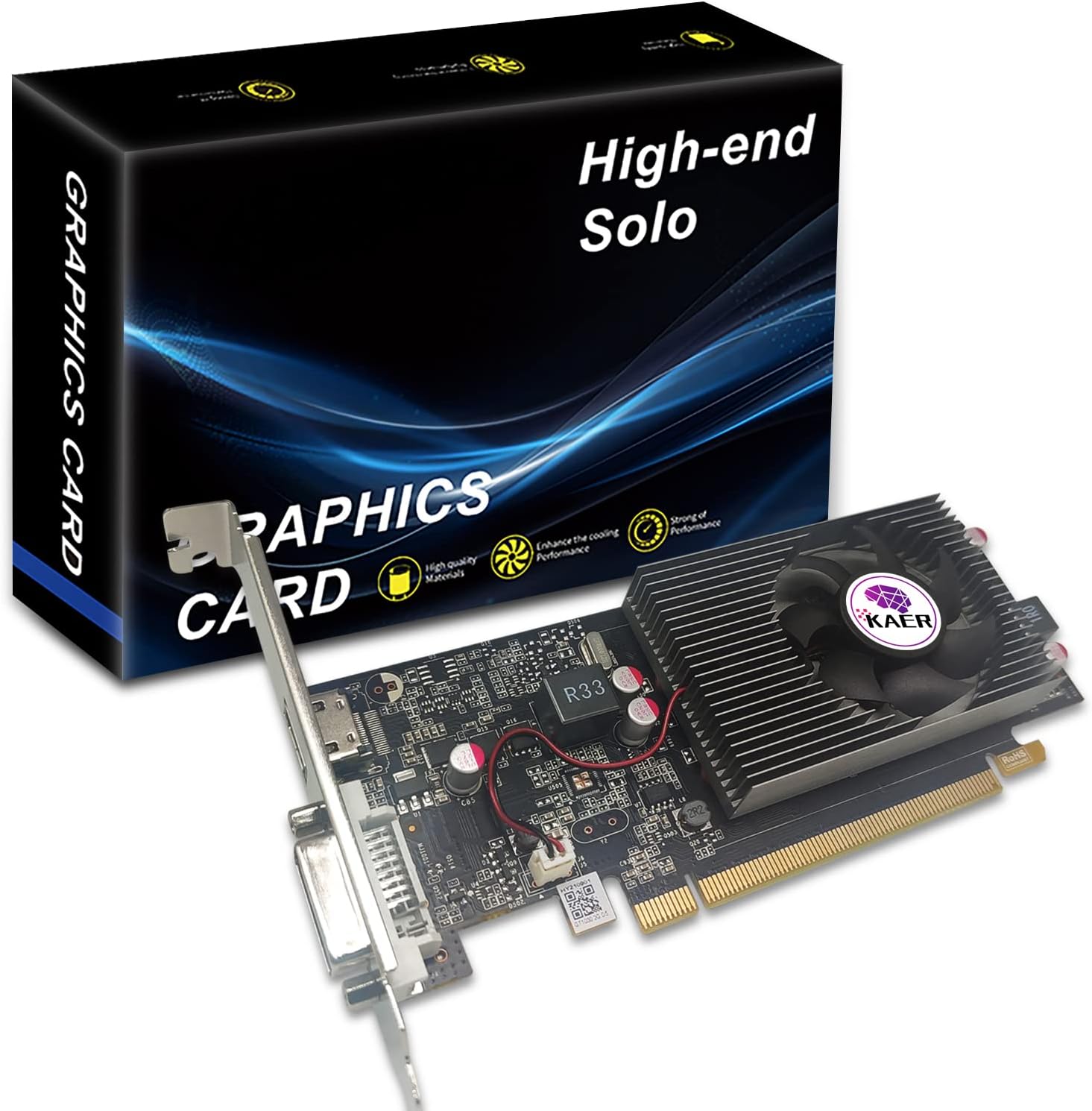 KAER AMD Radeon RX 550 Computer Graphics Card 4GB, GDDR5, 128 Bit, DirectX 12, PCI Express 3.0, DP HDMI DVI-D, Desktop Gaming Video Card, Computer GPU