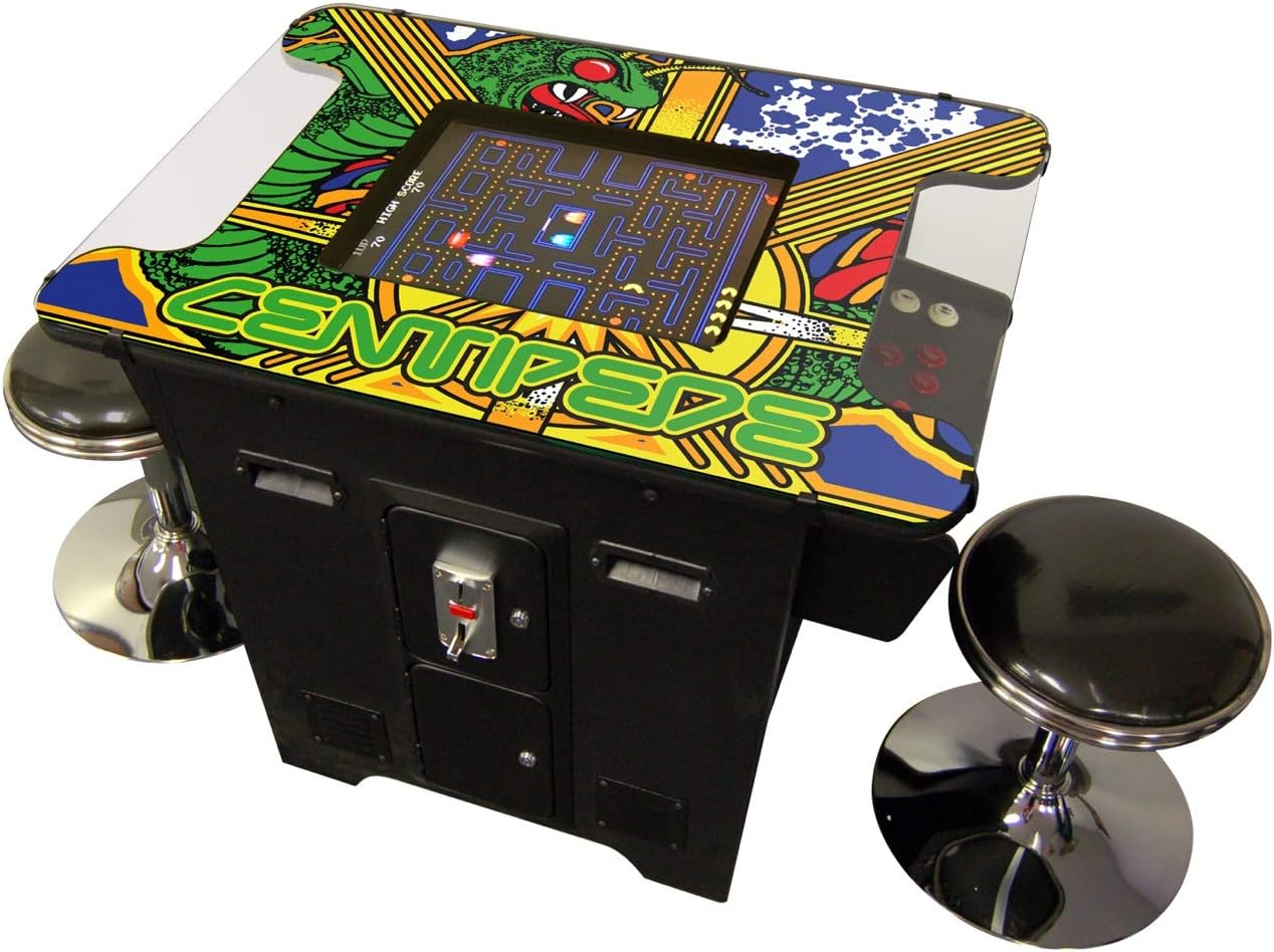 Prime Arcades Cocktail Arcade Machine 412 Games in 1 Commerical Grade with Set of 2 Chrome Stools 5 Year Warranty