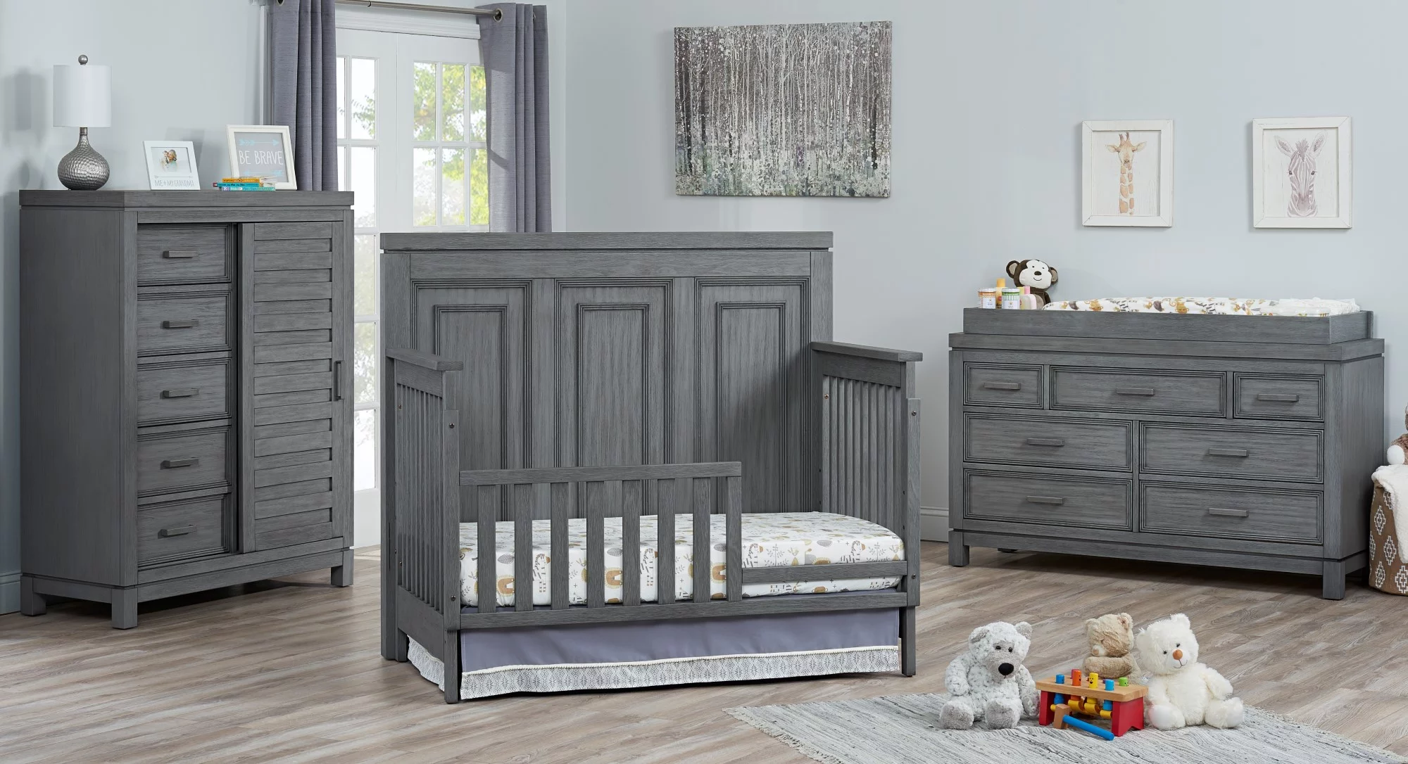 Soho Baby Manchester 4-in-1 Convertible Crib, Rustic Gray, GreenGuard Gold Certified