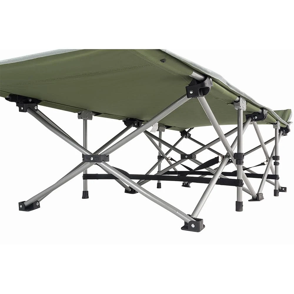 KingCamp Strong Stable Folding Camping Bed Cot with Carry Bag (Green)