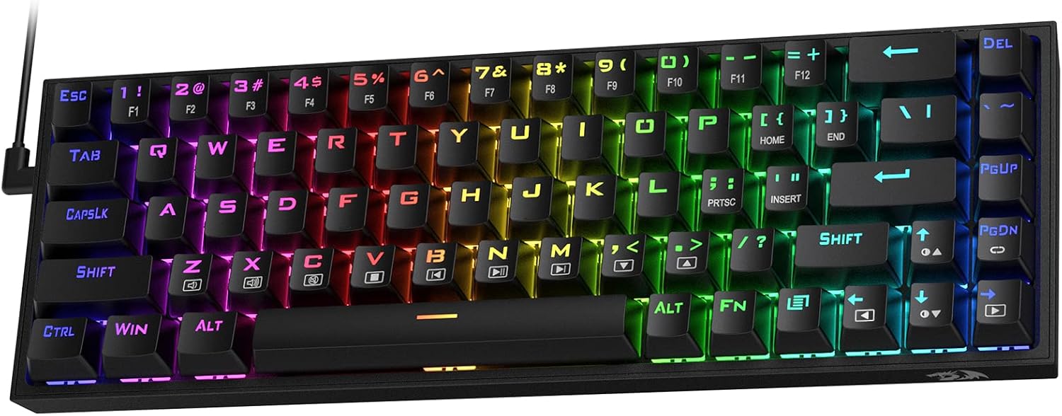 Redragon K628 Pollux 75% Wired RGB Gaming Keyboard, 78 Keys Hot-Swappable Compact Mechanical Keyboard w/100% Hot-Swap Socket