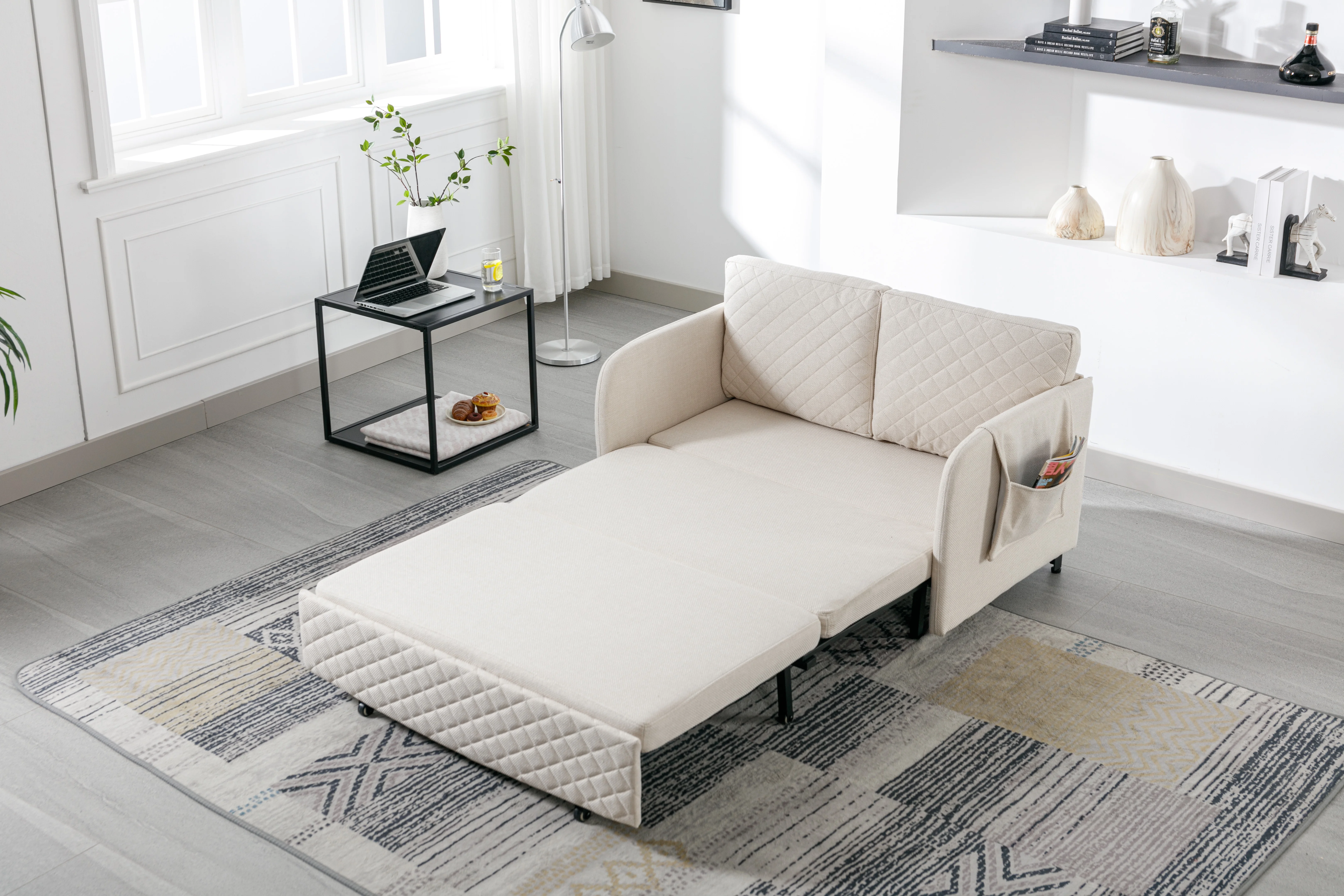 Ucloveria 46" Convertible Sleeper Sofa Bed, Loveseat Couch with Pull Out Bed