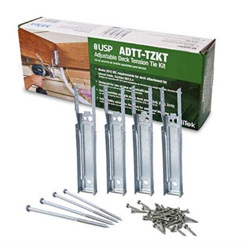 USP STRUCTURAL Connectors ADTT-TZKT Adjustable Deck Tension Tie Kit - Pack of 8