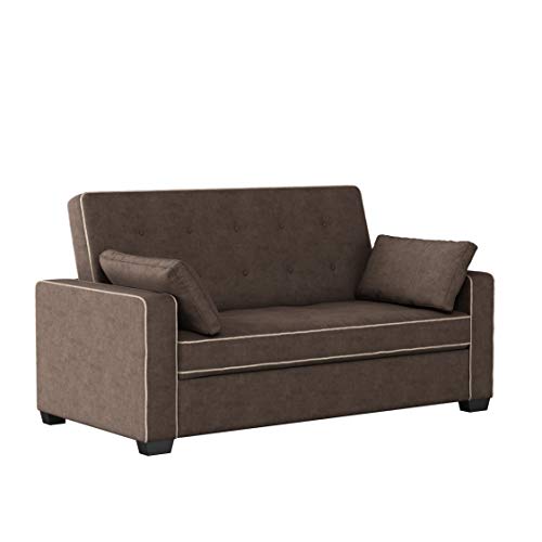 Serta Ainsley 72.6" Convertible Sleeper Sofa, Queen Size, Dreamcoil Comfort, Soft Velvet Fabric, Navy