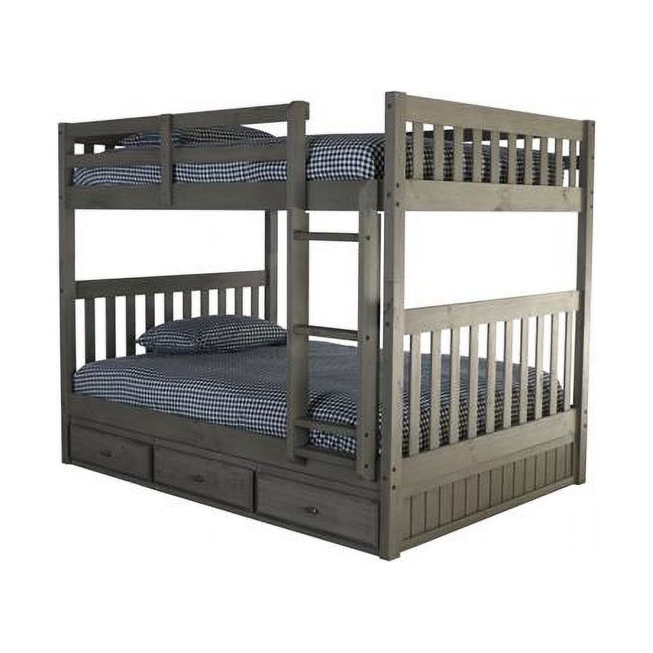 American Furniture Classics 3-drawer Wood Full over Full Bunk Bed in Charcoal