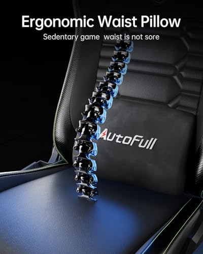 AutoFull C3 Gaming Chair, Racing Style Gaming Chair with Velvet Material Ergonomic Lumbar Support,Adjustable High Back PU Leather PC Chair,Black