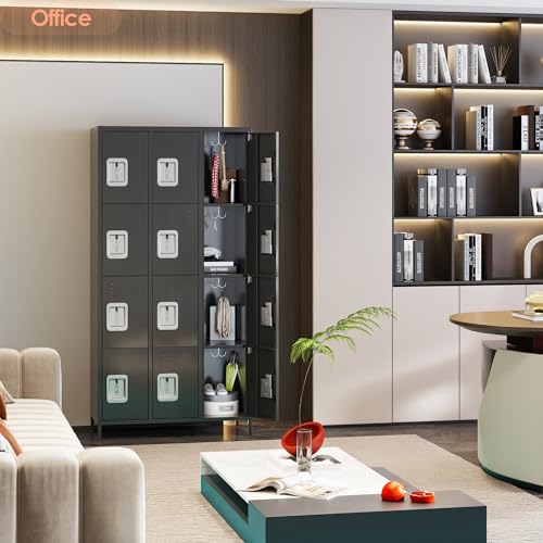 6 Door Metal Storage Locker 18 Hooks,Metal Locker for Employees with Lock for School Garage Office Gym Bedroom,Assembly Required